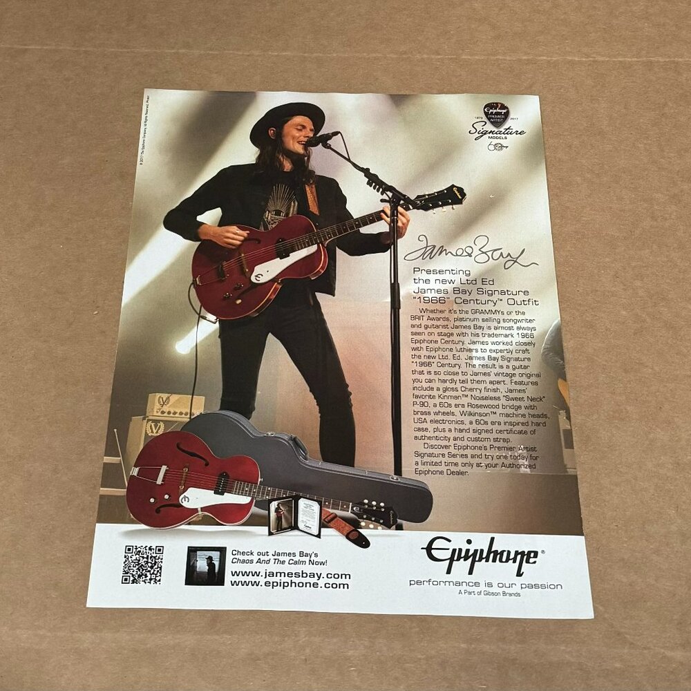 James Bay - Epiphone Guitars - 2017 Print Advertisement